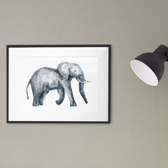 Wall Art Cute Watercolor Elephant Portrait Print Unframed - Picture 4 of 7